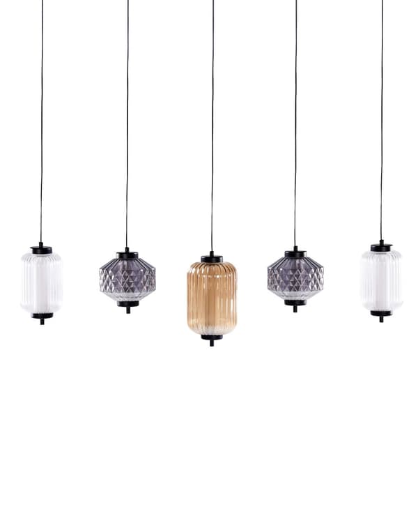 Pendellampa Flerfärgad Transparent Glasskärmar Järn 5 Ljus Modern Design Heminredning Vardagsrum