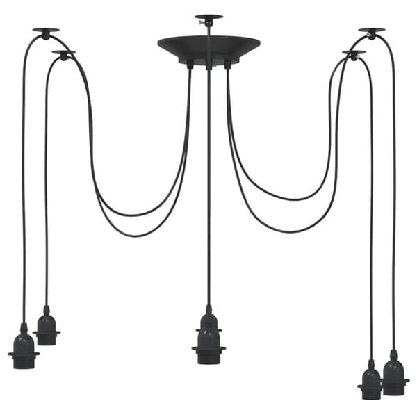 vidaXL pendellampe med 6 lampeholdere E27 metal sort