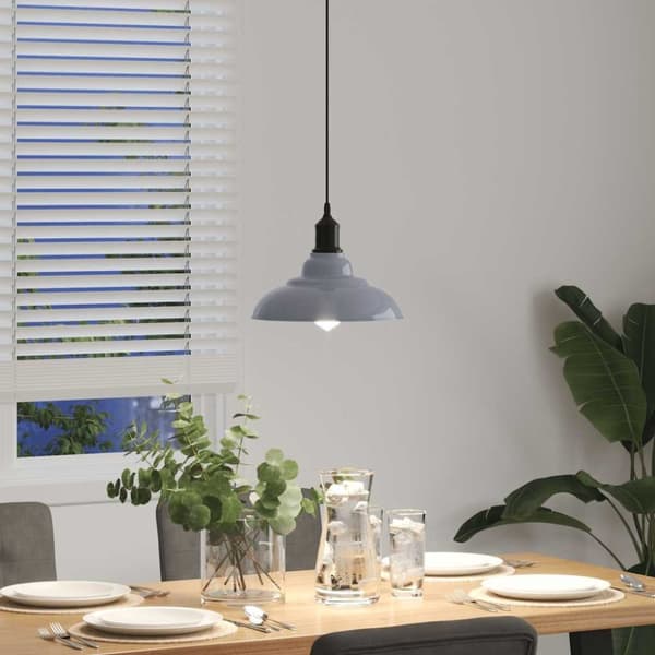 vidaXL pendellampe højdejusterbar E27 Ø 31 cm metal glans grå