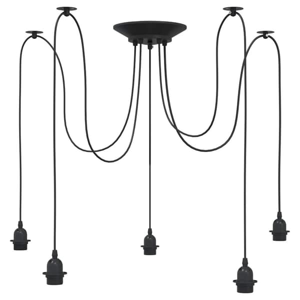 vidaXL pendellampe med 5 lampeholdere E27 metal sort