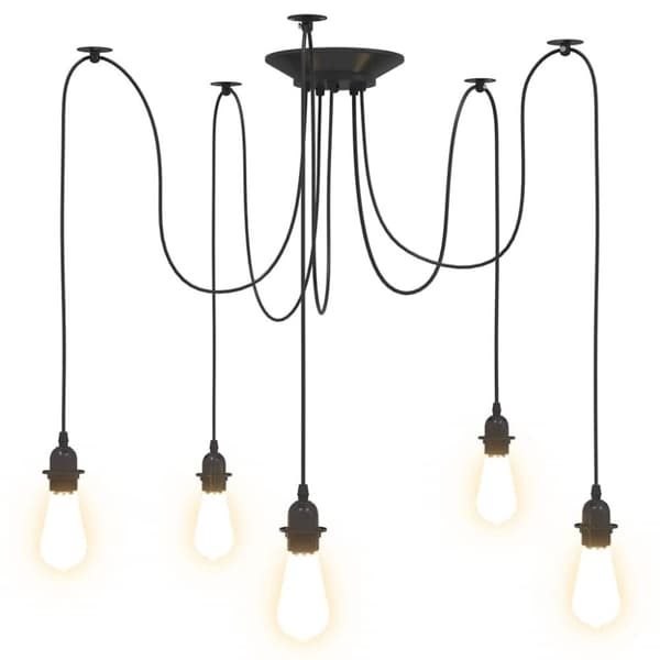 vidaXL pendellampe med 5 lampeholdere E27 metal sort