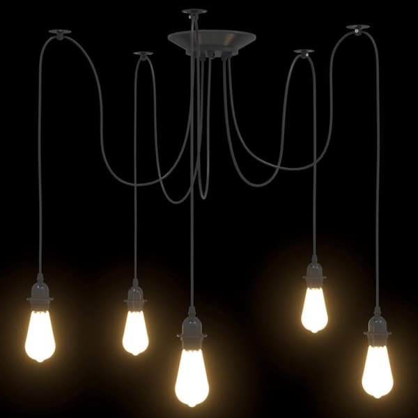 vidaXL pendellampe med 5 lampeholdere E27 metal sort