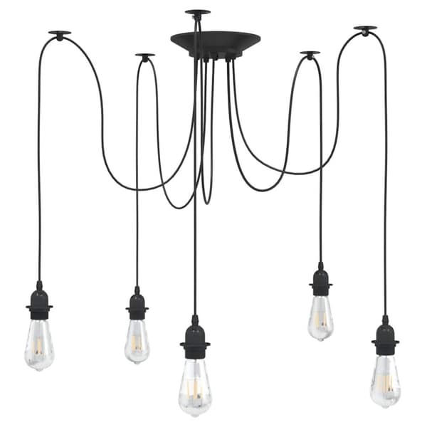 vidaXL pendellampe med 5 lampeholdere E27 metal sort