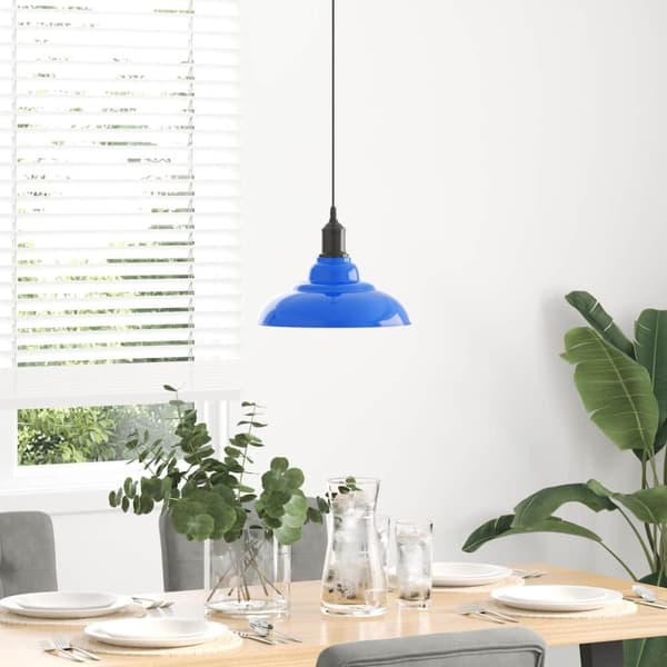 vidaXL pendellampe højdejusterbar E27 Ø 31 cm metal glans mørkeblå