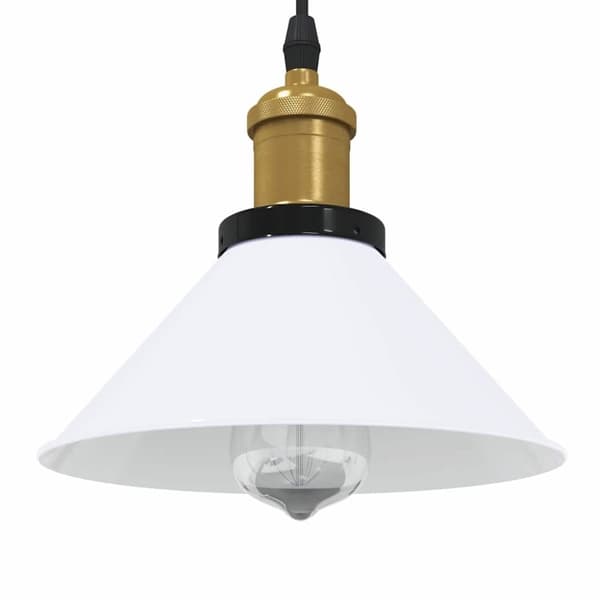 vidaXL pendellampe højdejusterbar E27 Ø 22 cm metal glans hvid
