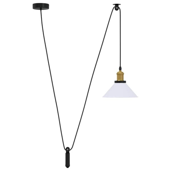 vidaXL pendellampe højdejusterbar E27 Ø 22 cm metal glans hvid
