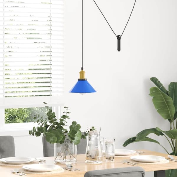 vidaXL pendellampe højdejusterbar E27 Ø 22 cm metal glans mørkeblå