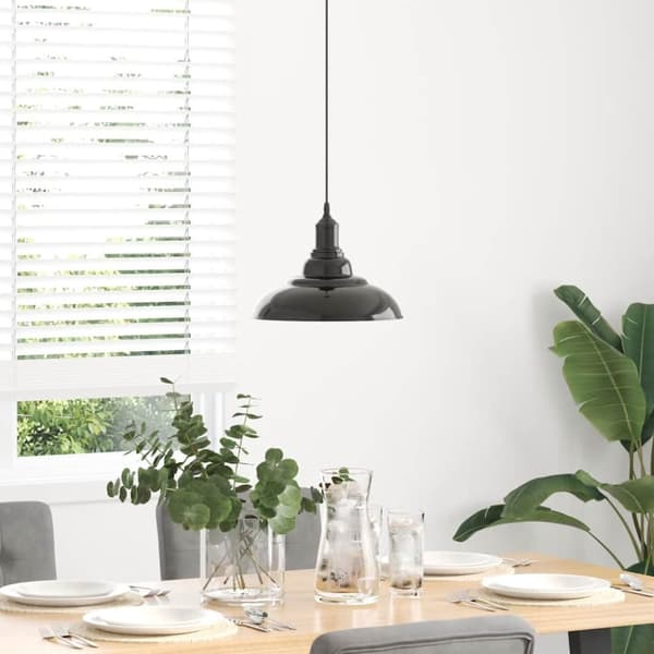 vidaXL pendellampe højdejusterbar E27 Ø 31 cm metal glans sort