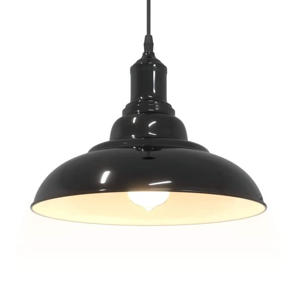 vidaXL pendellampe højdejusterbar E27 Ø 31 cm metal glans sort