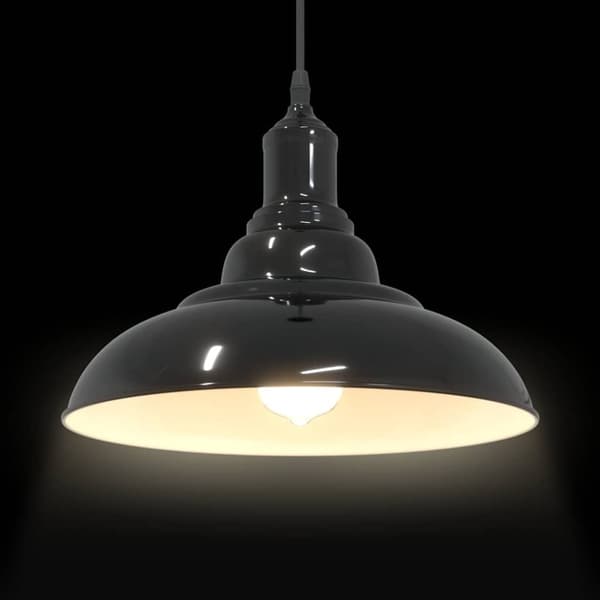 vidaXL pendellampe højdejusterbar E27 Ø 31 cm metal glans sort