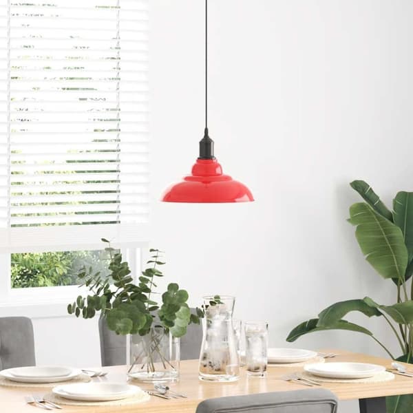 vidaXL pendellampe højdejusterbar E27 Ø 31 cm metal glans rød