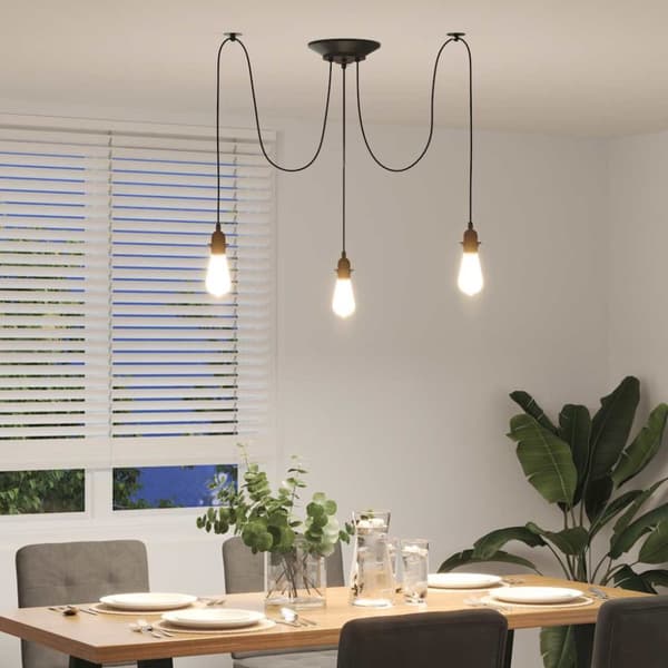 vidaXL pendellampe med 3 lampeholdere E27 metal sort