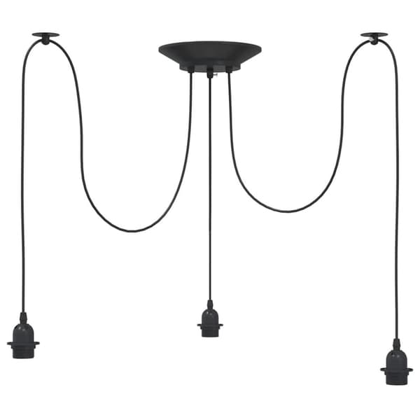 vidaXL pendellampe med 3 lampeholdere E27 metal sort