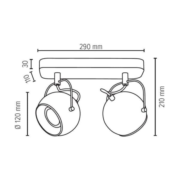 Taklampa i valnötsbehandlad bok, Retro design med 2 kulor, BALL TRÄ Valnötsbehandlad