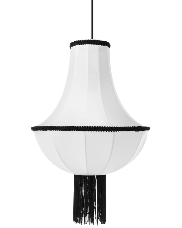 Taklampa Vintage Vit och Svart Nylonskärm Dekorativa Tofsar Traditionell Design Vardagsrumslampa