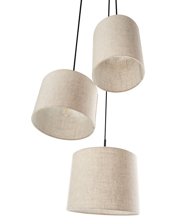 Taklampa Hängande 3 Ljus Beige Linnetyg Skärm Modern Design Vardagsrumslampa