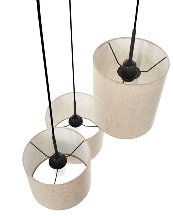 Taklampa Hängande 3 Ljus Beige Linnetyg Skärm Modern Design Vardagsrumslampa