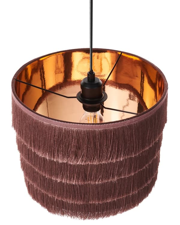 Hängande Taklampa Rosa Tyg Polyesterskärm Skärm med Fransar Modern Design Vardagsrumslampa