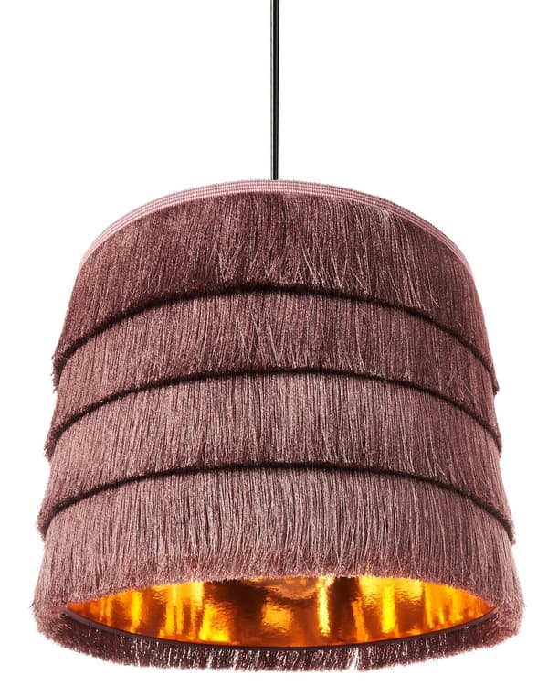 Hängande Taklampa Rosa Tyg Polyesterskärm Skärm med Fransar Modern Design Vardagsrumslampa
