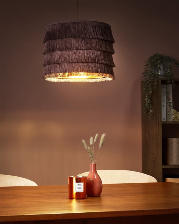 Hängande Taklampa Rosa Tyg Polyesterskärm Skärm med Fransar Modern Design Vardagsrumslampa