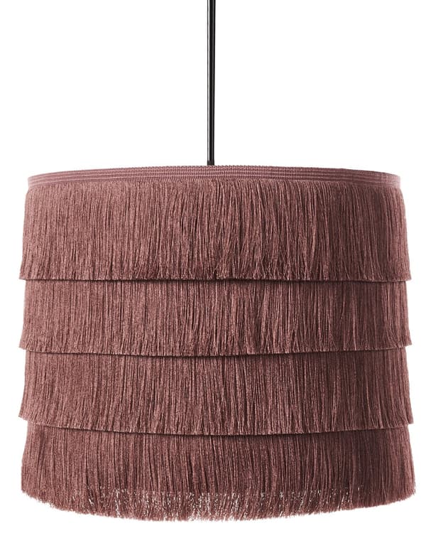 Hängande Taklampa Rosa Tyg Polyesterskärm Skärm med Fransar Modern Design Vardagsrumslampa