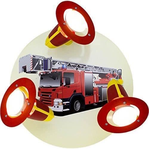 elobra Trango-Brilon 3-glödlampa vägg-/taklampa med brandbilsmotiv - 127346