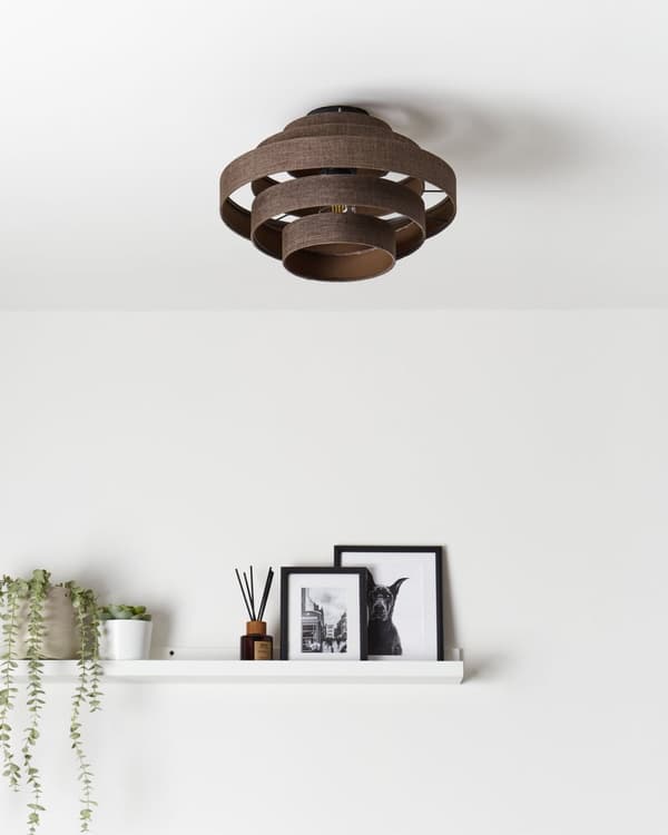 Taklampa Brun skärm i Linnetyg Modern Design Vardagsrumslampa