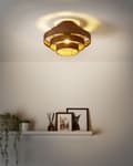 Miniatyrbild 2 av 9: Taklampa Brun skärm i Linnetyg Modern Design Vardagsrumslampa