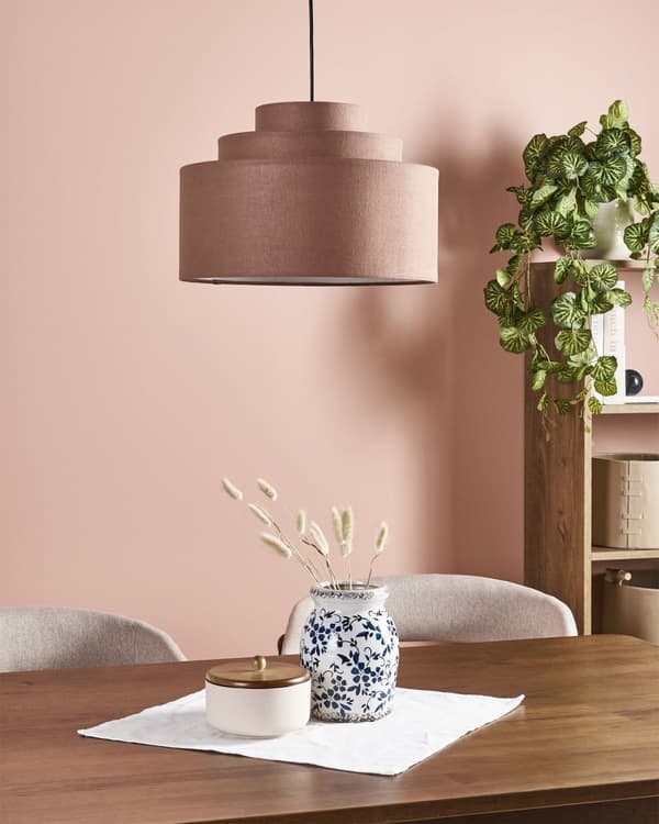 Hängande Taklampa Brun Linnetygsskärm Modern Design Vardagsrumslampa
