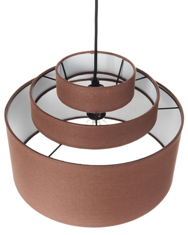 Hängande Taklampa Brun Linnetygsskärm Modern Design Vardagsrumslampa