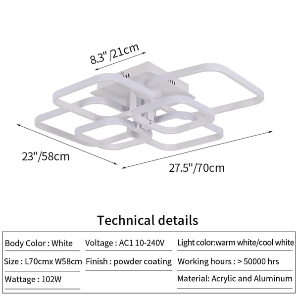 Moderne LED Loftlampe, 6 Hoveder, Justerbar Lysstyrke,6 hoveder, Kold hvid