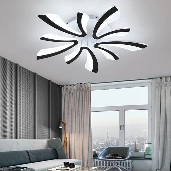 Moderne Akryl Loftlampe, Fjernbetjening, Varme Hvide og Kolde Hvide Muligheder,sort, Fjerndæmpning