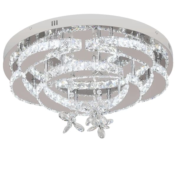 Krystal LED Loftlampe, 56W Lysstyrke, Fjernbetjent Dæmpningsfunktion,Model A sølv, CCT udskiftelig