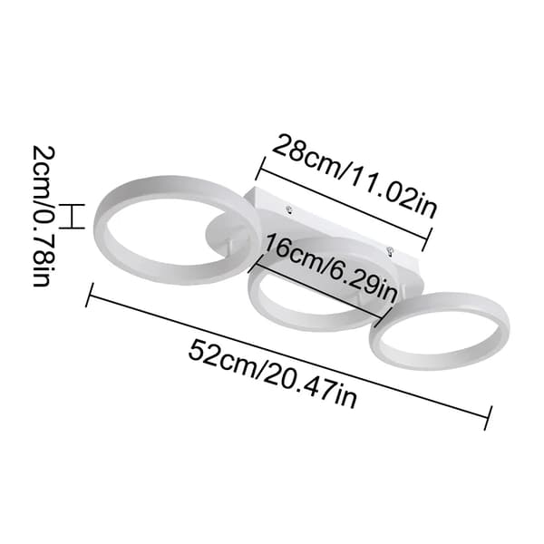 Acryl LED Loftlampe, Moderne Design, 5-10 Kvadratmeter Belysningsområde,3 cirkulære-hvide, Kold hvid