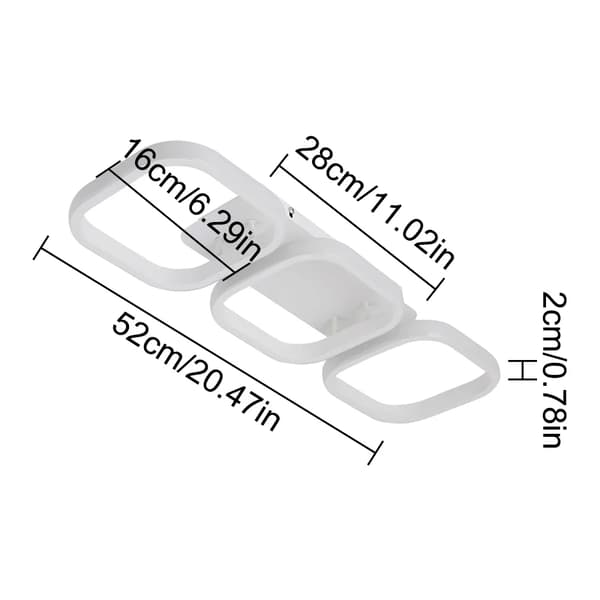 Akryl LED Taklampa, Modern Design, Belysningsområde 5-10 kvadratmeter,3 kvadrat-vita, Varm vit