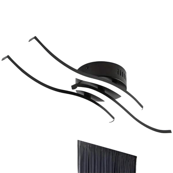 LED Loftlampe, Justerbar Lysstyrke, Moderne Nordisk Design,Sort, Kold hvid