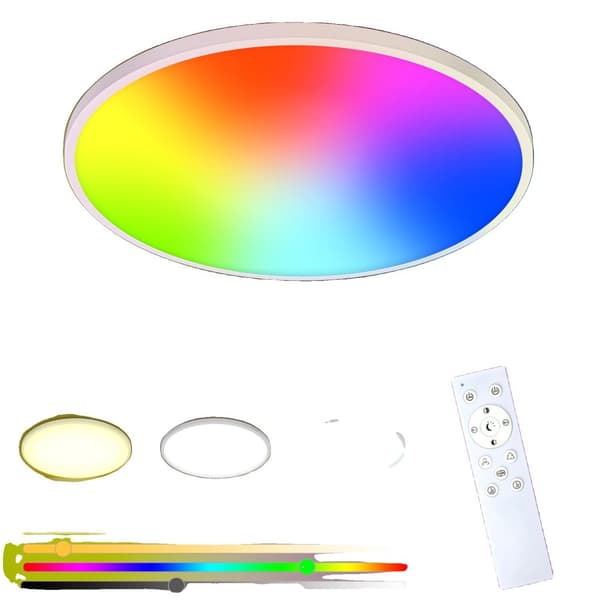 RGB Värikäs LED-kattovalaisin, Säädettävä Kirkkaus, Helppo Asentaa, Energiatehokas