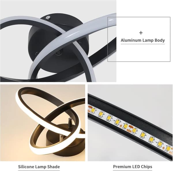 Modern LED-taklampa, 22W, 2500LM, Klöverform, Varmvitt Ljus, 25 cm