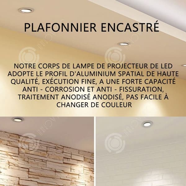 INN LED Spotlight 12ST Infälld 7W Rund Infälld Plan Taklampa Dimbar taklampa 38grader Varmvit Icke dimbara takspottar