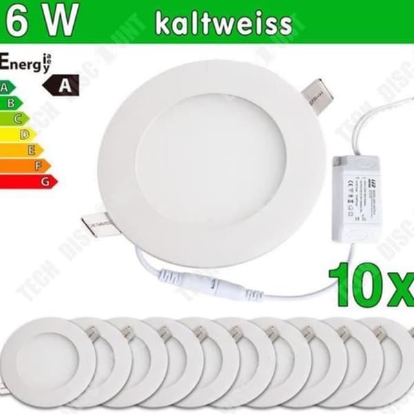 TD® LED-panelljus ultratunt platt runt ljus pressgjuten downlight 6wLED positiv vit taklampa (10 set)