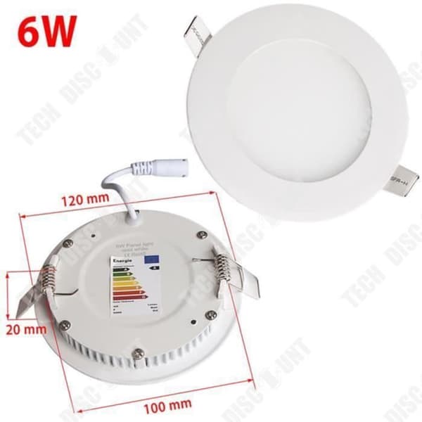 TD® LED-panelljus ultratunt platt runt ljus pressgjuten downlight 6wLED positiv vit taklampa (10 set)