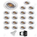 Miniatyrbild 1 av 4: HTBE® Indoor Home 20st Varmvit Rund Taklampa Vit LED Justerbar Spotlight Frostad Vit Skallampa 5W Belysning