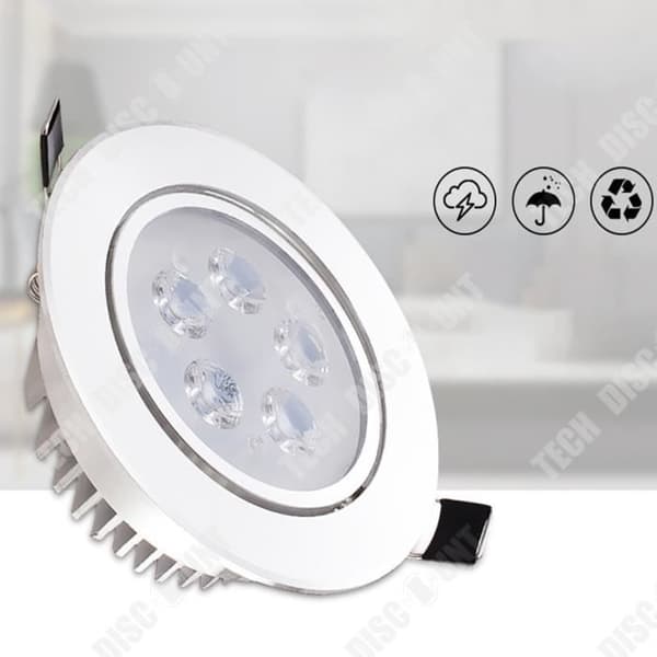TD® Integrerad Roterande LED-spotlight High Power Taklampa Liten Vardagsrumsspotlight 5W Högglans Roasted White Bull's Eye Light