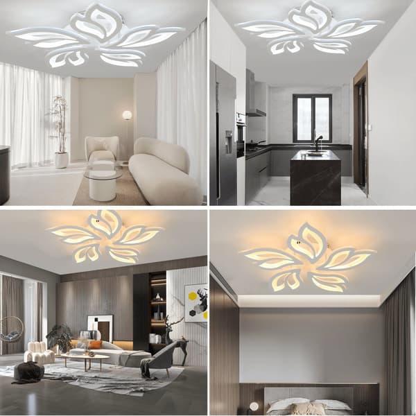LED Loftlampe, Dæmpbar med Fjernbetjening, Blomsterformet Design,foranderlig, 30W, HVID