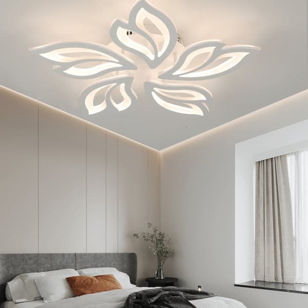LED Loftlampe, Dæmpbar med Fjernbetjening, Blomsterformet Design,foranderlig, 30W, HVID