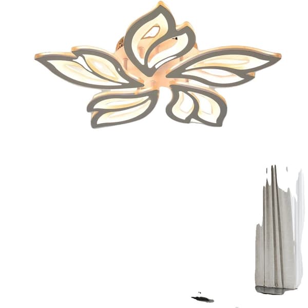 LED Loftlampe, Dæmpbar med Fjernbetjening, Blomsterformet Design,foranderlig, 30W, HVID