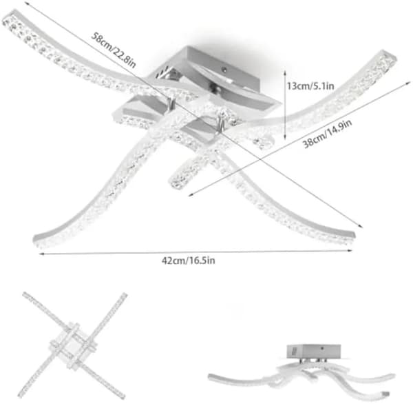 Loftlampe, 4 LED, 5500K Kold Hvid,4 LED, 5500K
