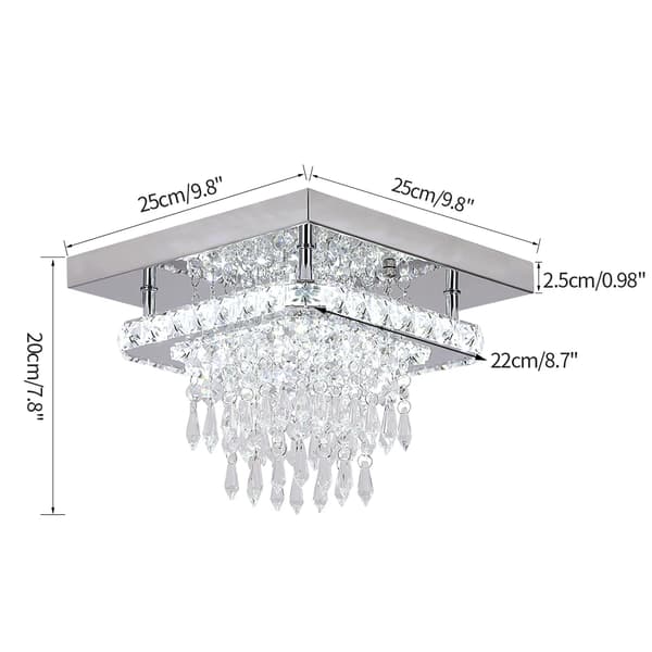 Moderne Krystal LED Loftlampe, Stilfuldt Design, Energi Effektiv,Varm Hvid, C 25X25cm