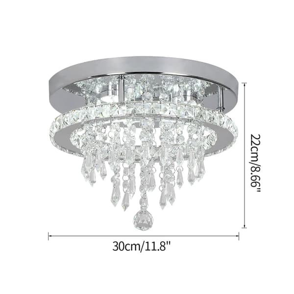 Kristalltaklampa, Bytbara Ljusfärger, Elegant Design i Rostfritt Stål,D30cm C, Varm Vit