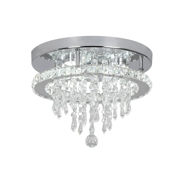 Krystal Loftlampe, Skiftelige Lystyper, Elegant Design i Rustfrit Stål,D30cm C, Kold Hvid